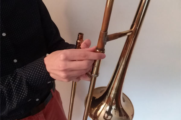 trombone slide being attached to the bell