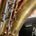 Buescher Aristocrat alto sax bell closeup