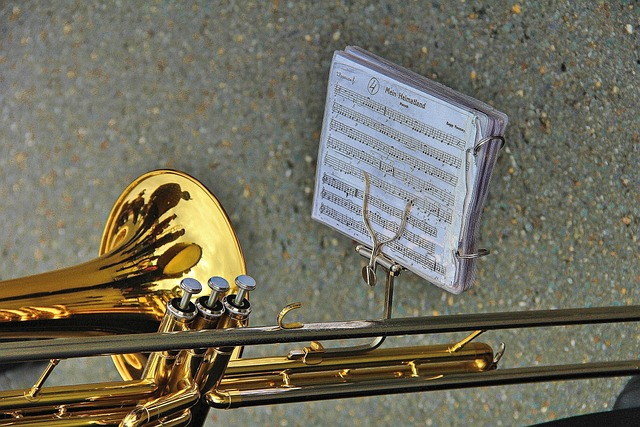 used valve trombone with sheet music attached los angeles